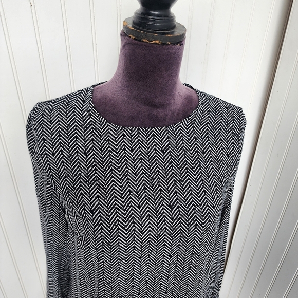 Mango Suit Black White Geo Print Long Sleeve Midi Dress Women’s  Stretch Size 6 - Picture 2 of 11